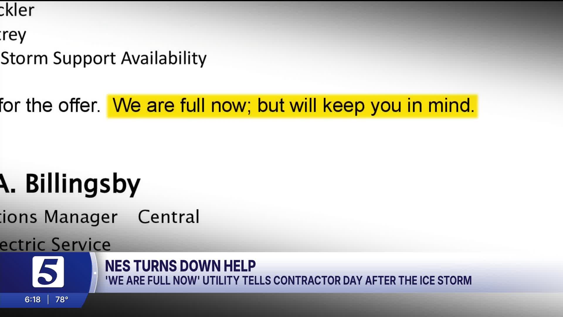 'We are full now:' NES turned down line workers after January ice storm