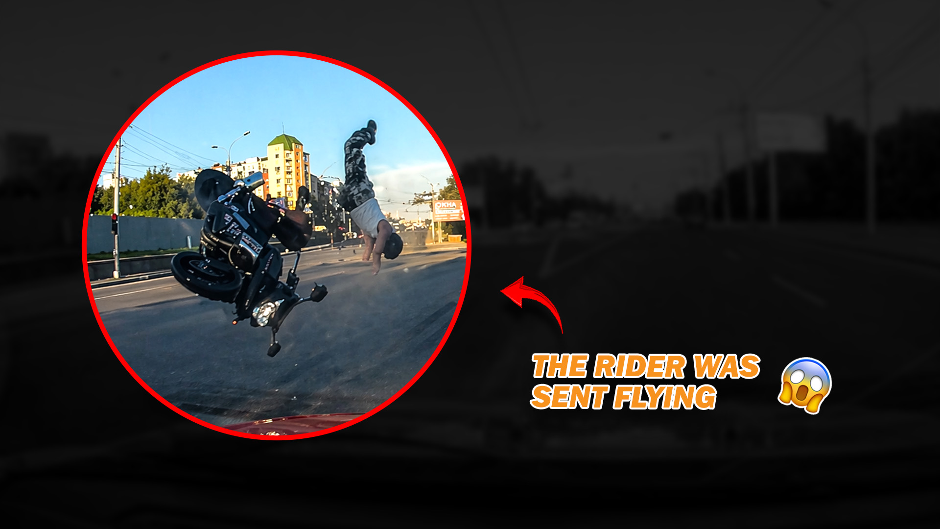 Motorcyclist hit and thrown into the air