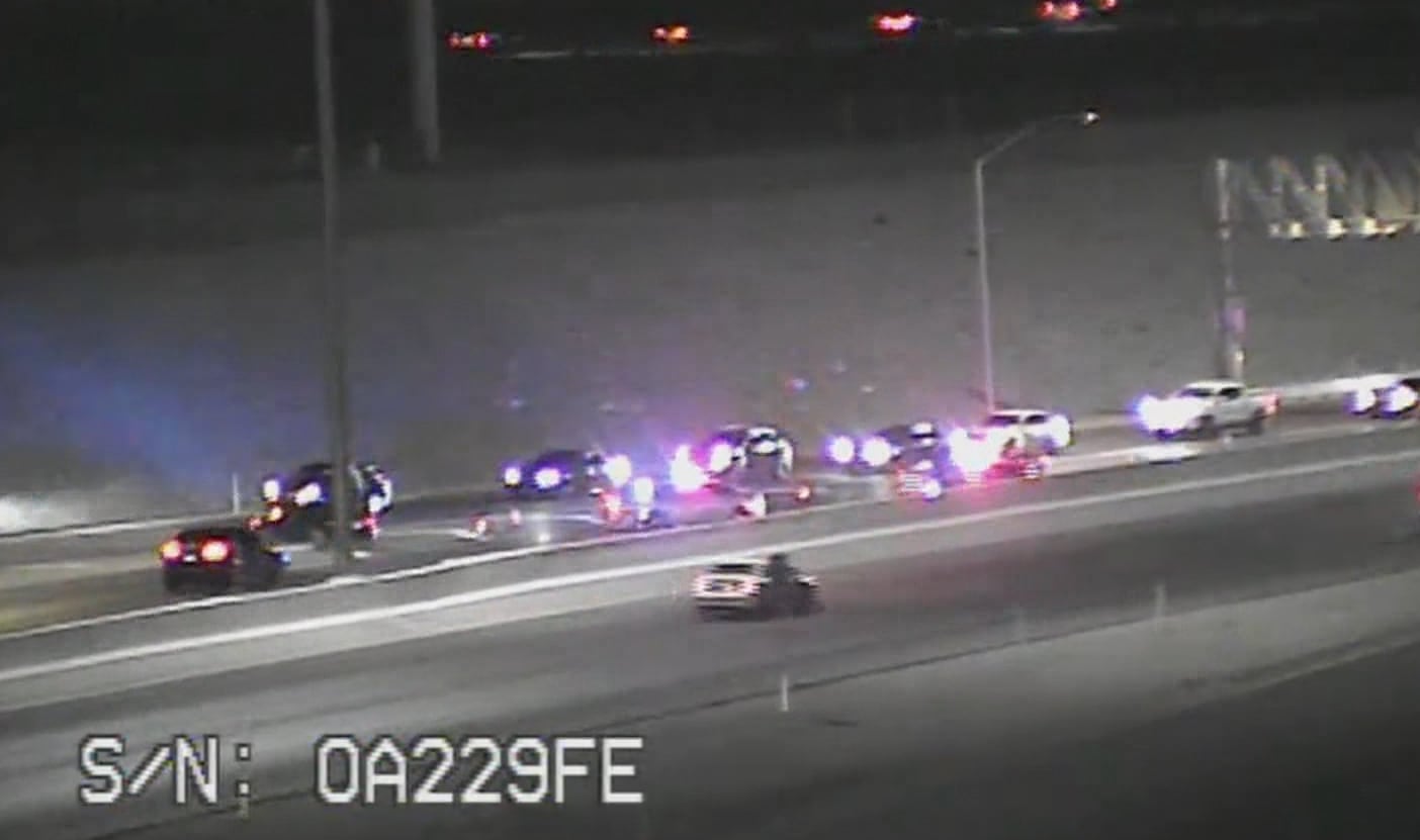 Driver working on car hit by suspected impaired driver on Las Vegas 215 ...