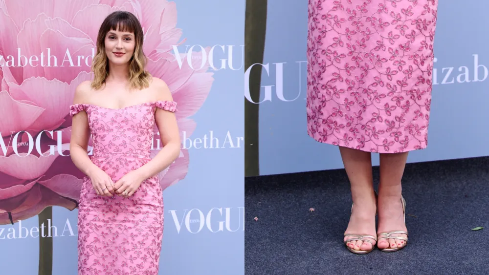Leighton Meester in versione golden hour: sandali metallic e dress ...