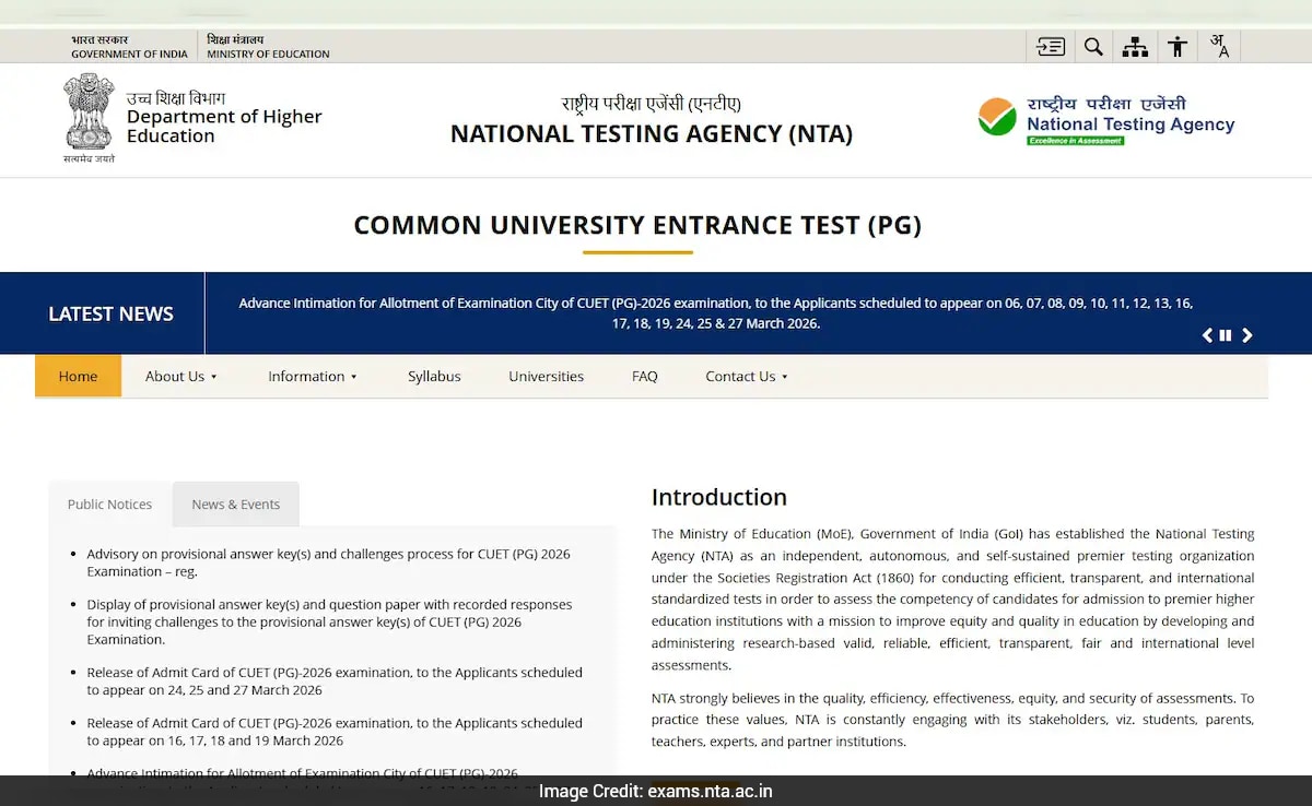 CUET PG 2026 result to be out on April 24, says exam body NTA