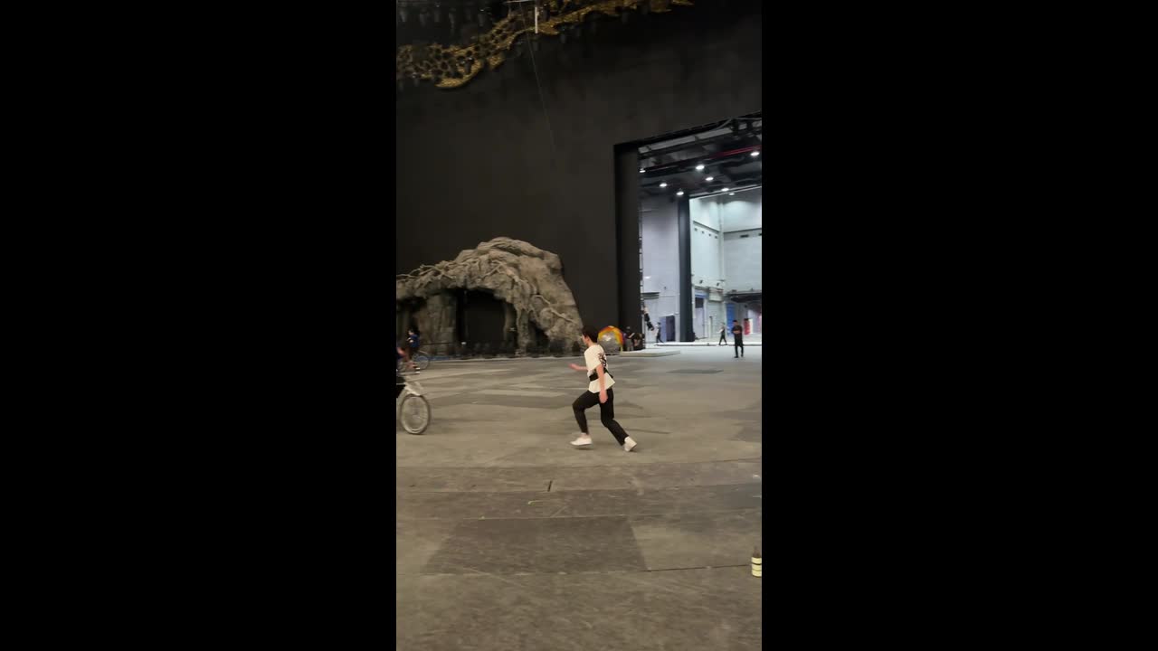Acrobats perform synchronized bicycle act in Beijing, China