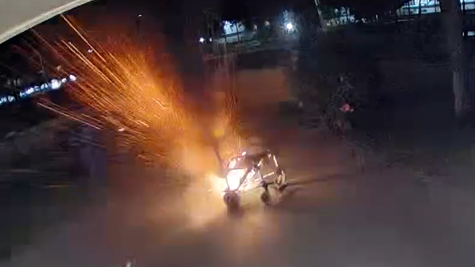 Shocking moment wheelchair explodes, nearly injuring homeowner