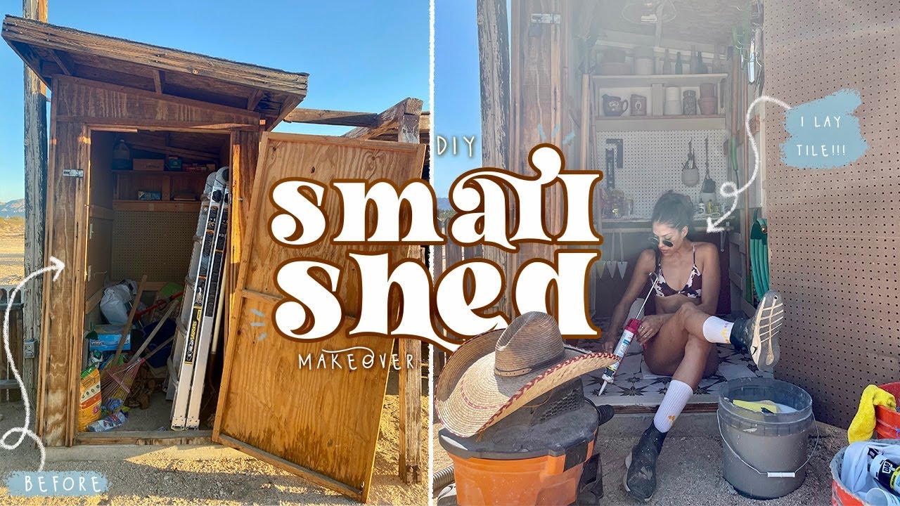 DIY tiny she shed makeover