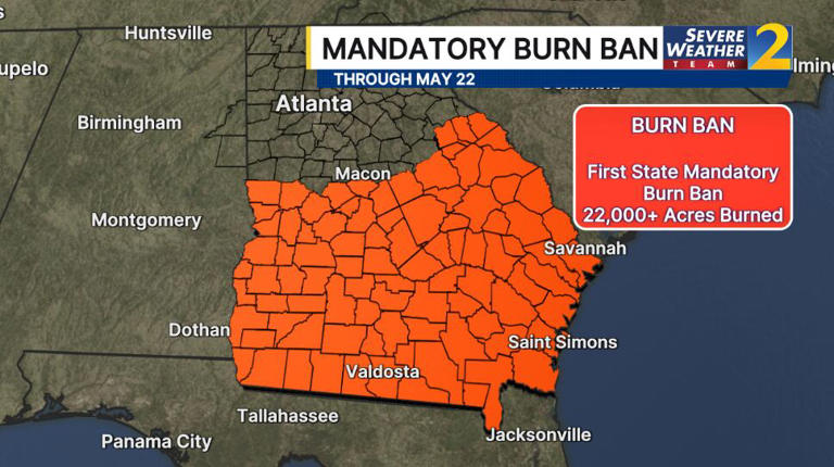 Georgia wildfires updates: First mandatory burn bans in state history