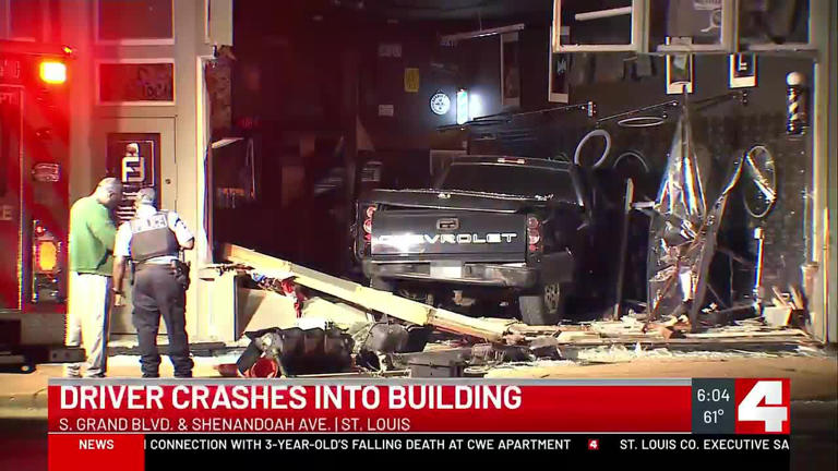 Truck crashes into barber shop in south St. Louis