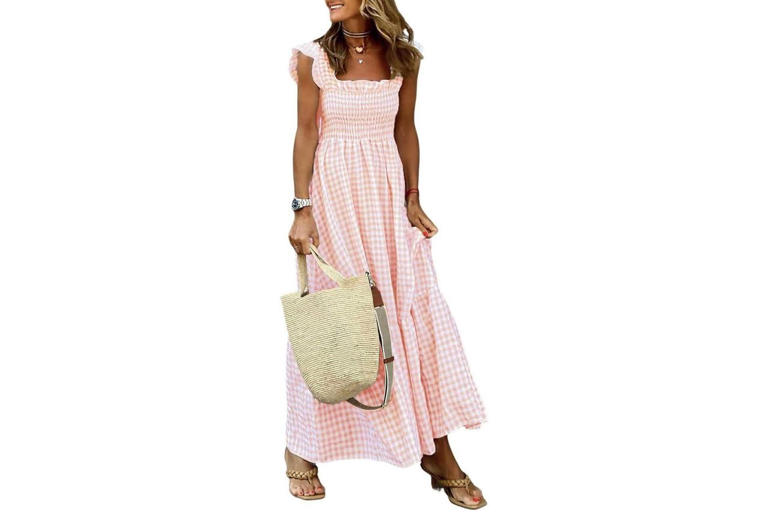 knee length dresses for ladies Lisa Maxi Dress, in Light Pink Luxe Satin, Size: Large | Show Me Your Mumu