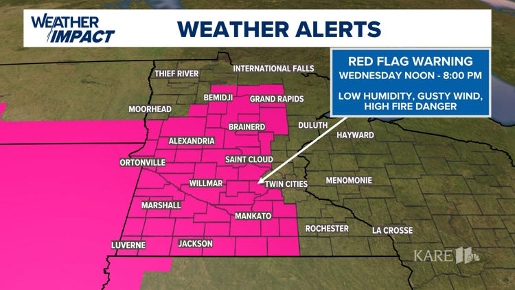 Red flag warning issued for fire risk Wednesday