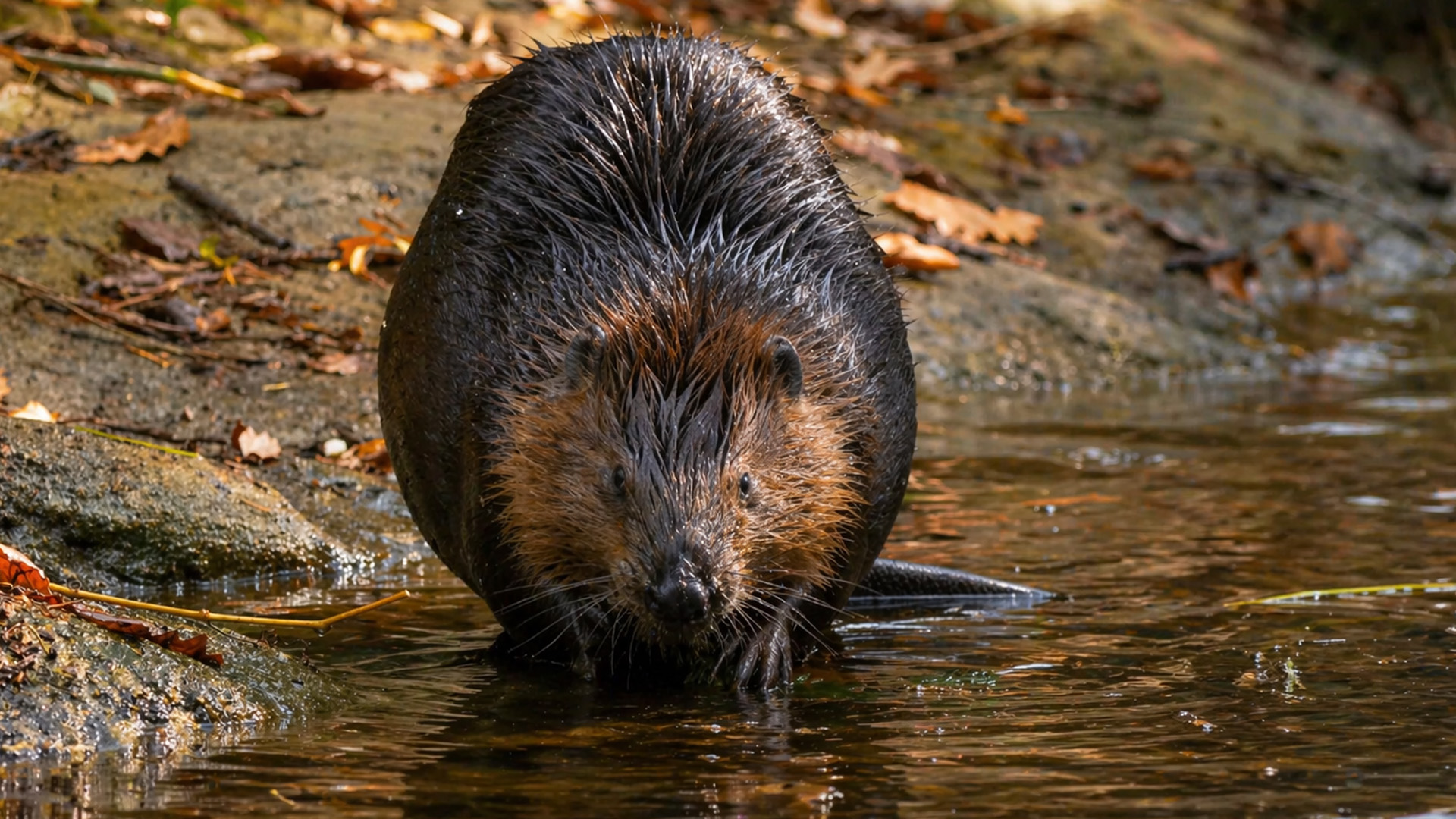 A close encounter with a wild beaver caught on camera