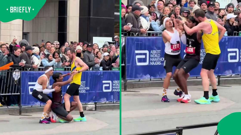 Runners sacrifice their race to carry cramping competitor across finish ...