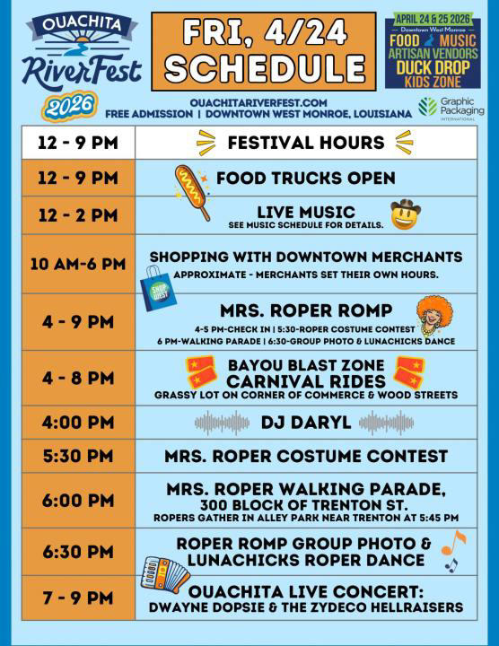 Ouachita RiverFest brings music, activities and downtown road closures ...