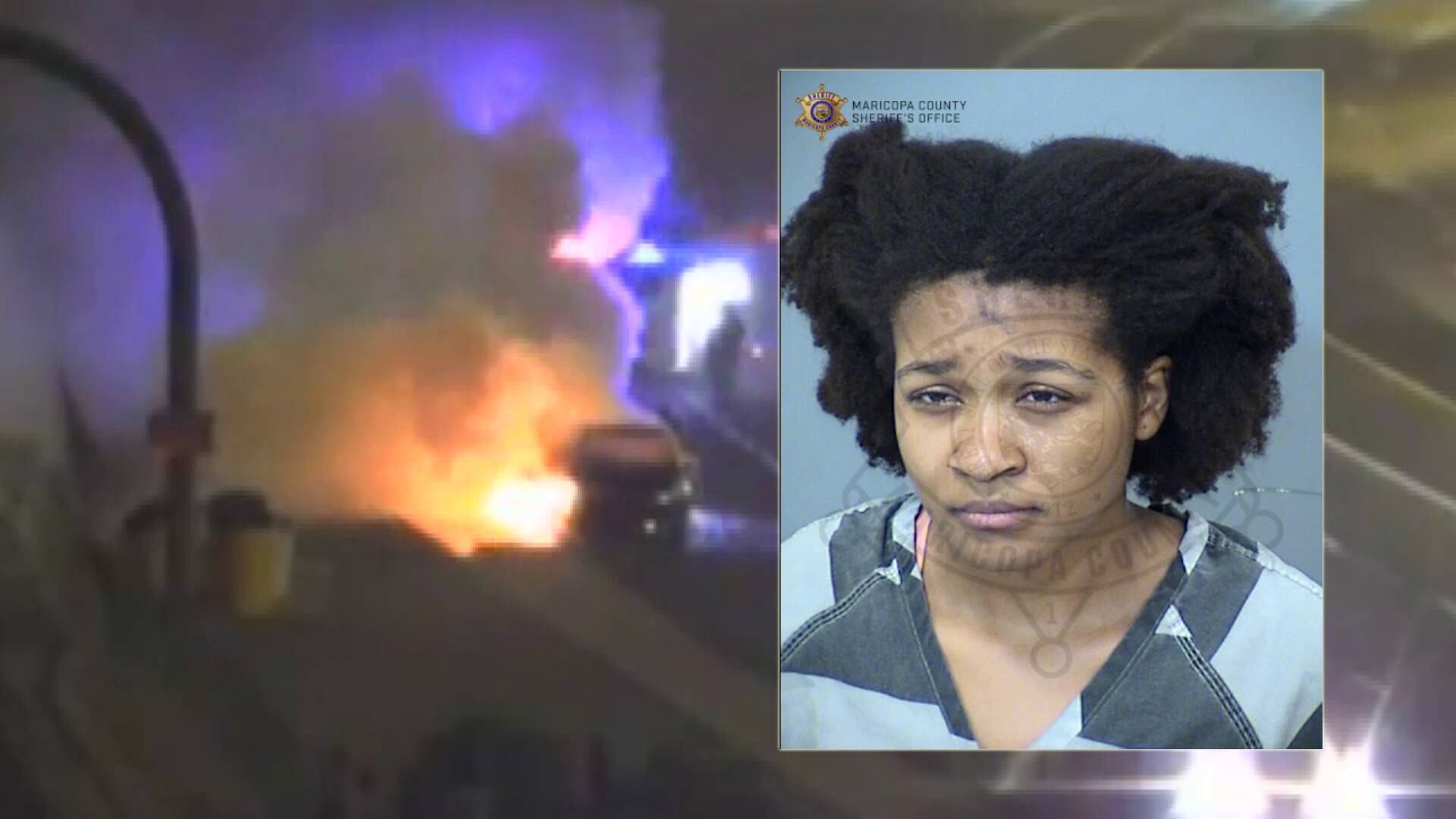Woman arrested after body found in burning vehicle on Loop 101 in Glendale