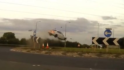 Drug driver’s BMW flies over roundabout as 140mph pursuit ends in chaos