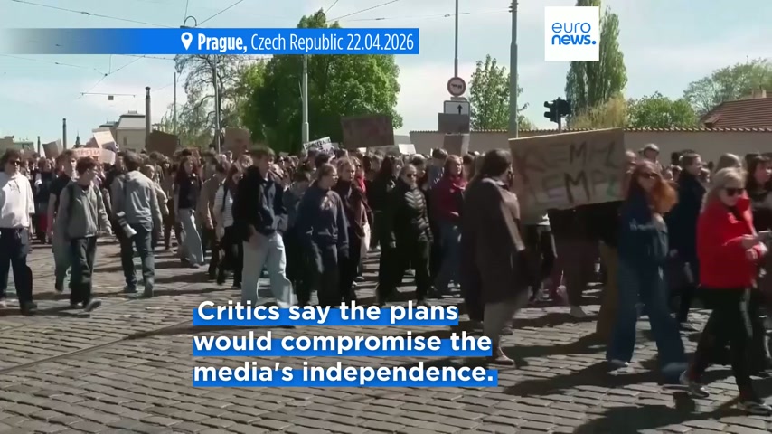 Czech students protest government plans to cut public media funding