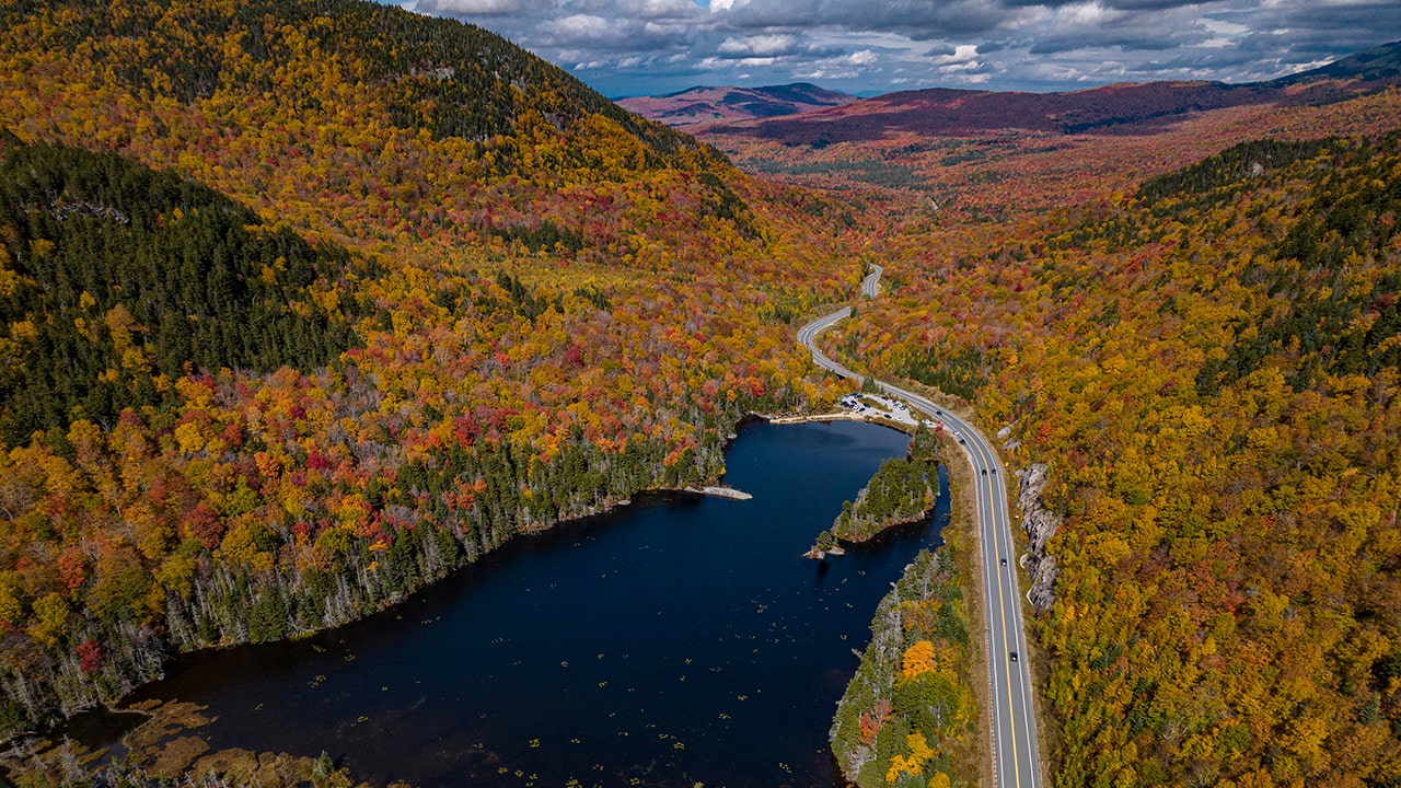 An aerial view of Franconia Notch State Park in New Hampshire, where a hiker was found dead on Tuesday.
