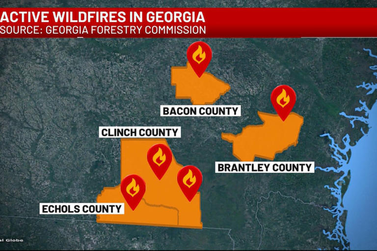Near-record wildfires in Georgia spark evacuations and burn bans — as ...