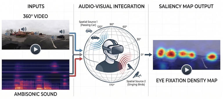AI model predicts human attention in 360-degree videos using both sound ...