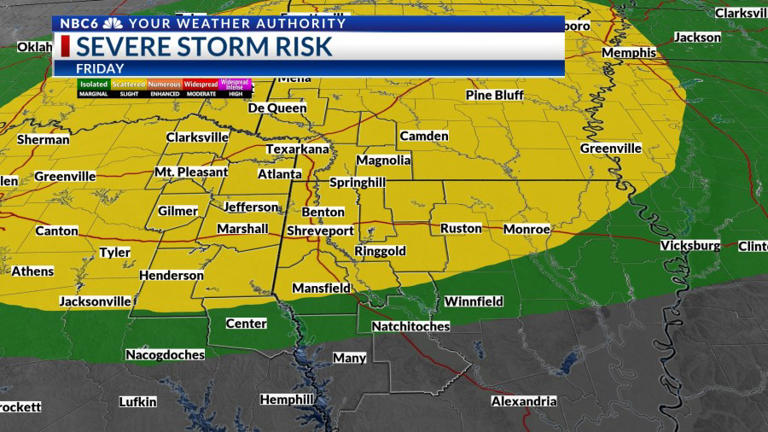 Mainly dry Thursday, severe storms possible late Friday