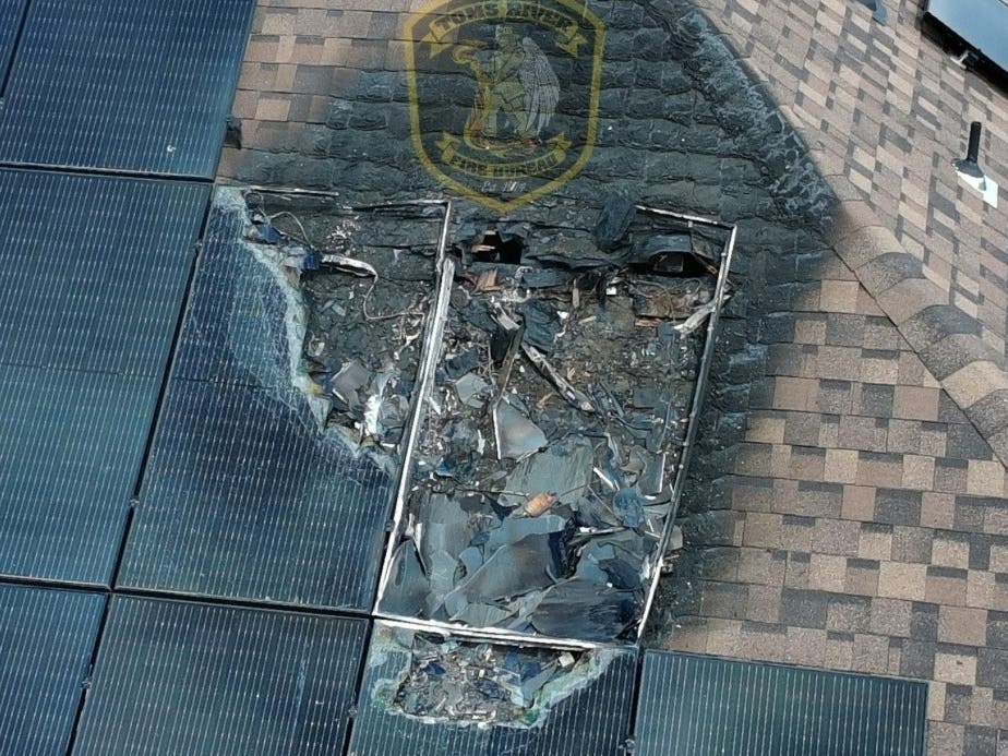 Solar panel fire damages Toms River home