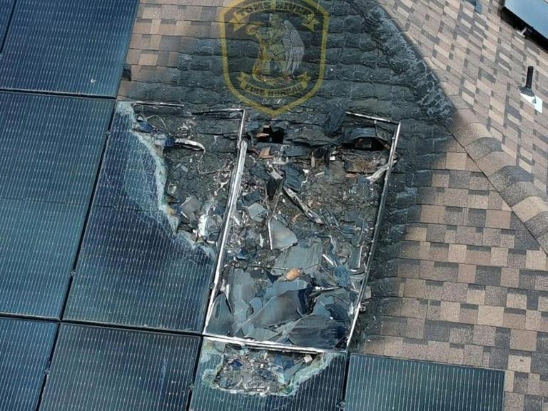 Solar panel fire damages Toms River home