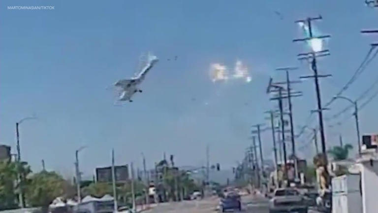 New video shows the moment a small plane crashed in Pacoima Monday, April 20, 2026. (martominasian/TikTok)