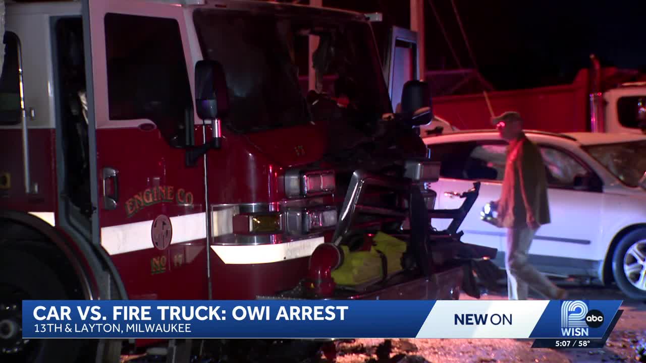Driver critically hurt, arrested for OWI after hitting fire truck