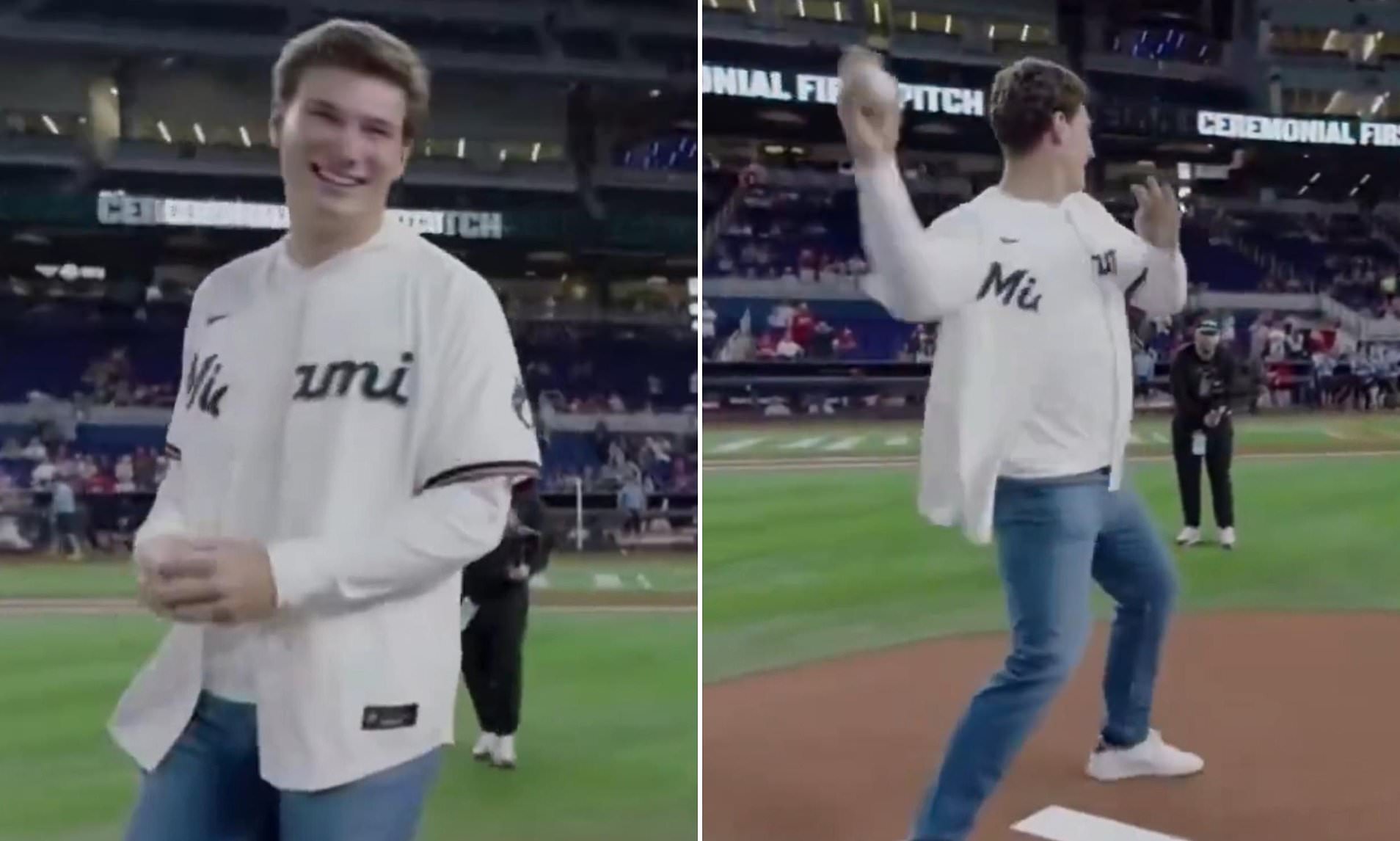 Projected No 1 pick Fernando Mendoza's first pitch goes viral ahead of ...