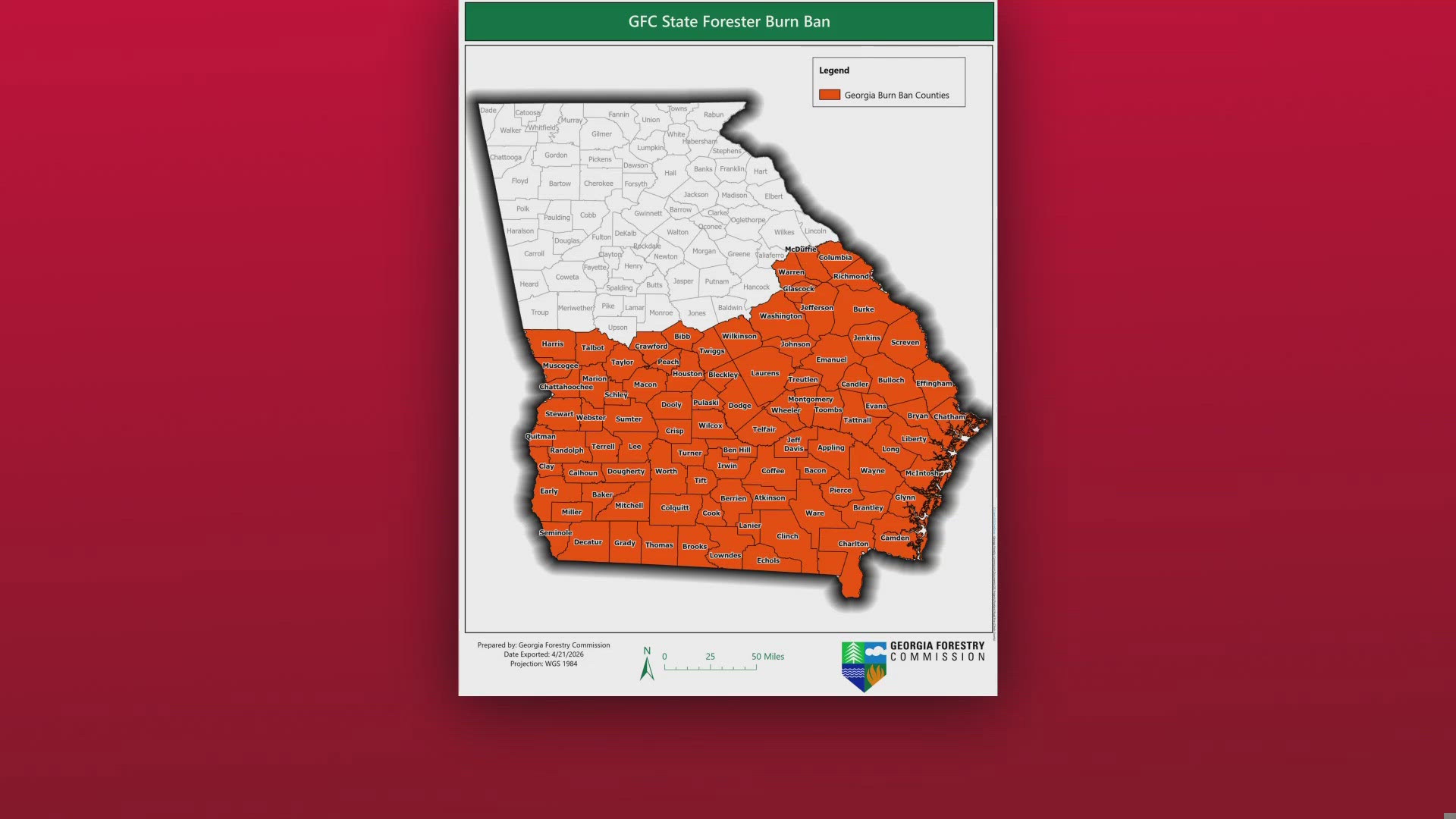 Georgia wildfires: States of emergency in nearly 100 counties