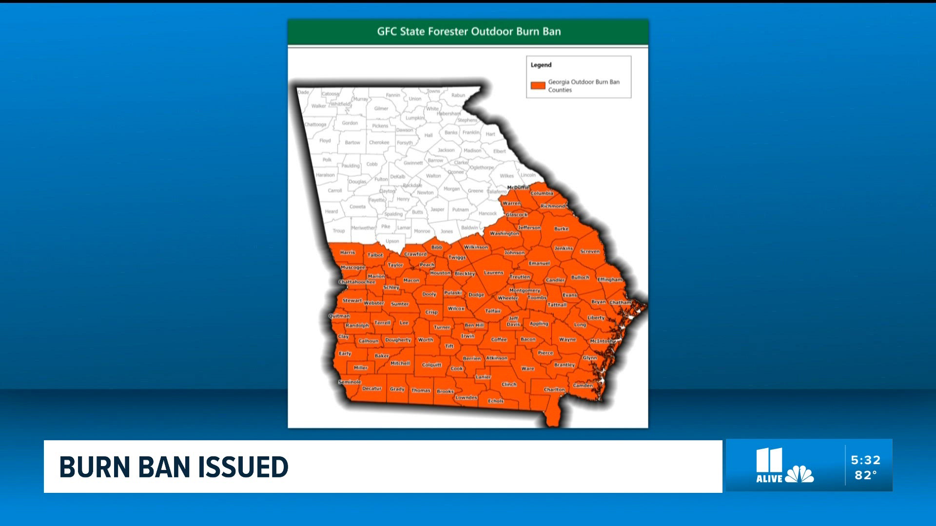 Wildfires burn in south Georgia | Dozens of counties under burn ban