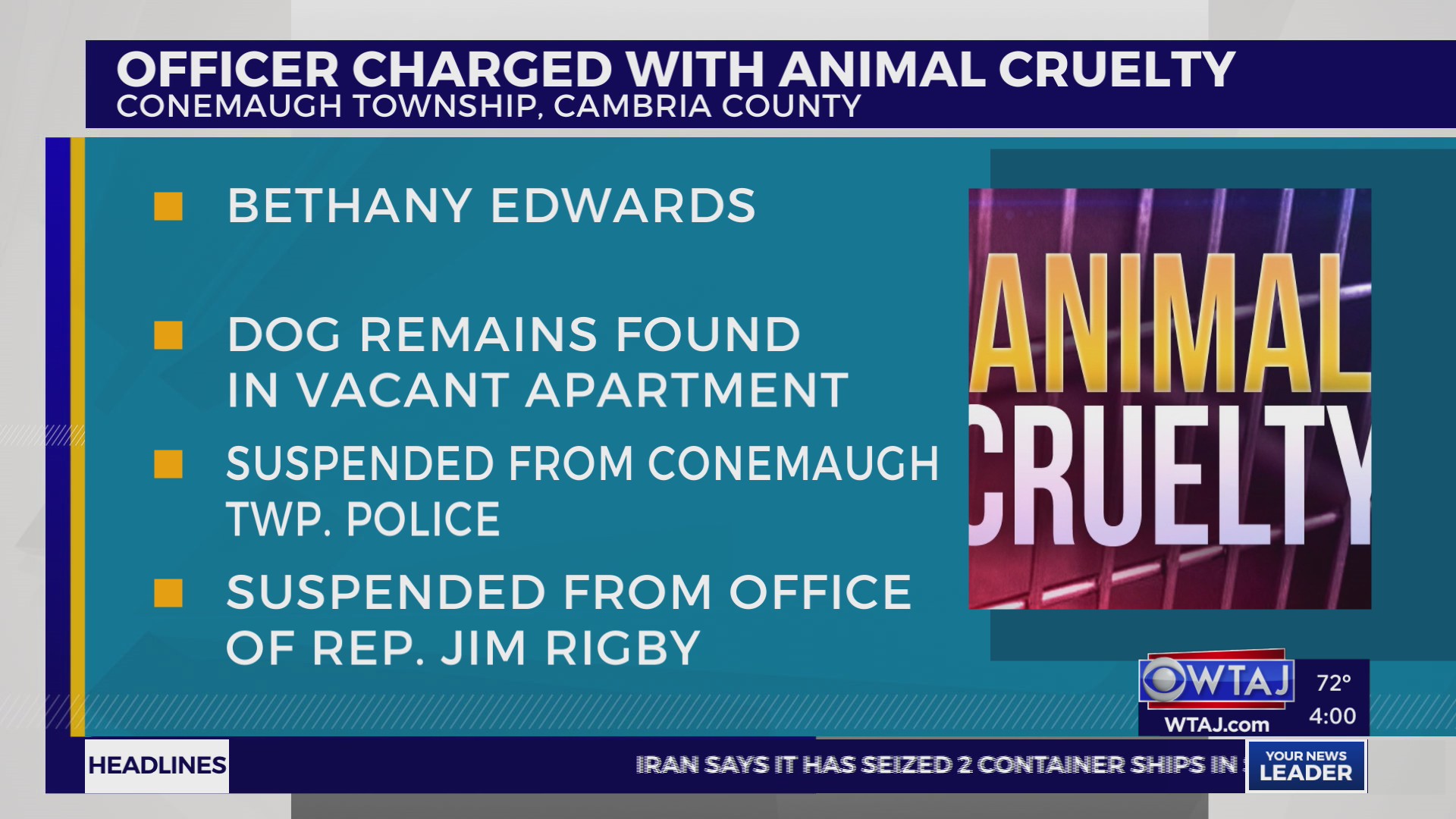 Pennsylvania cop suspended after animal cruelty charges