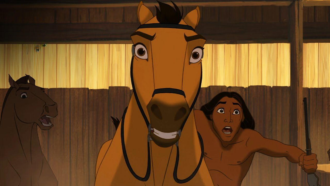 Spirit escapes from the army base, Spirit Stallion of the Cimarron