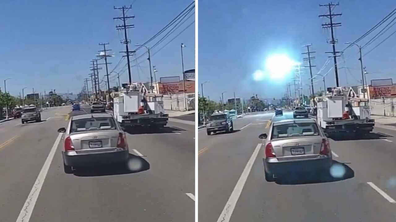Shocking video shows plane causing explosion after hitting power lines ...