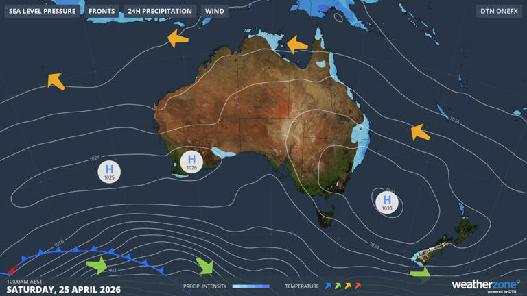 Anzac Day weather for the Australian capital cities