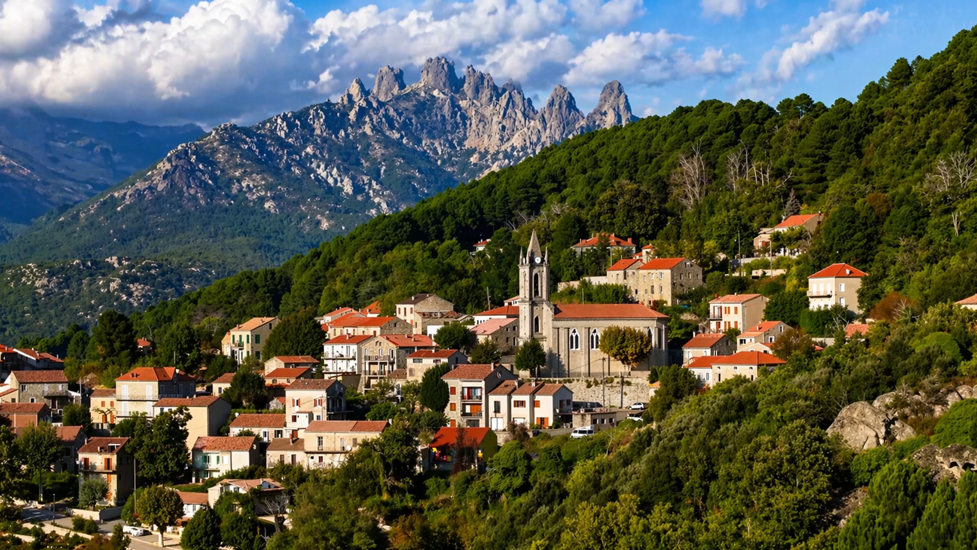 This village lives under the shadow of the mountains