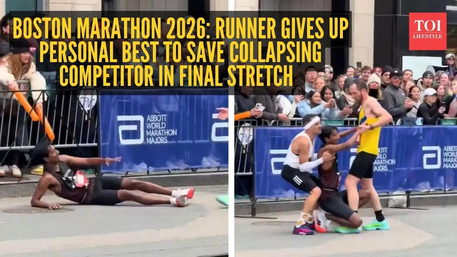 Boston Marathon 2026: Runner gives up personal best to save collapsing ...