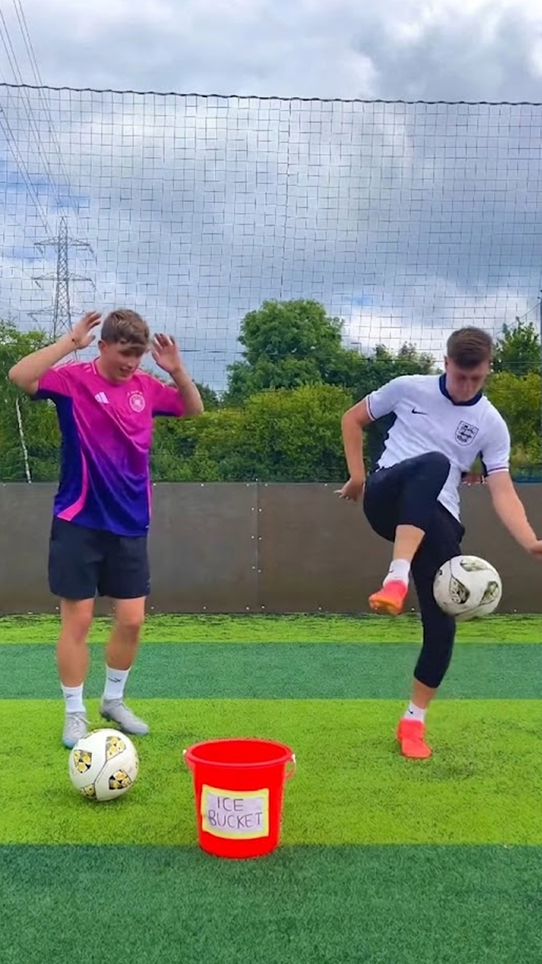 Football skill challenge or ice bucket punishment