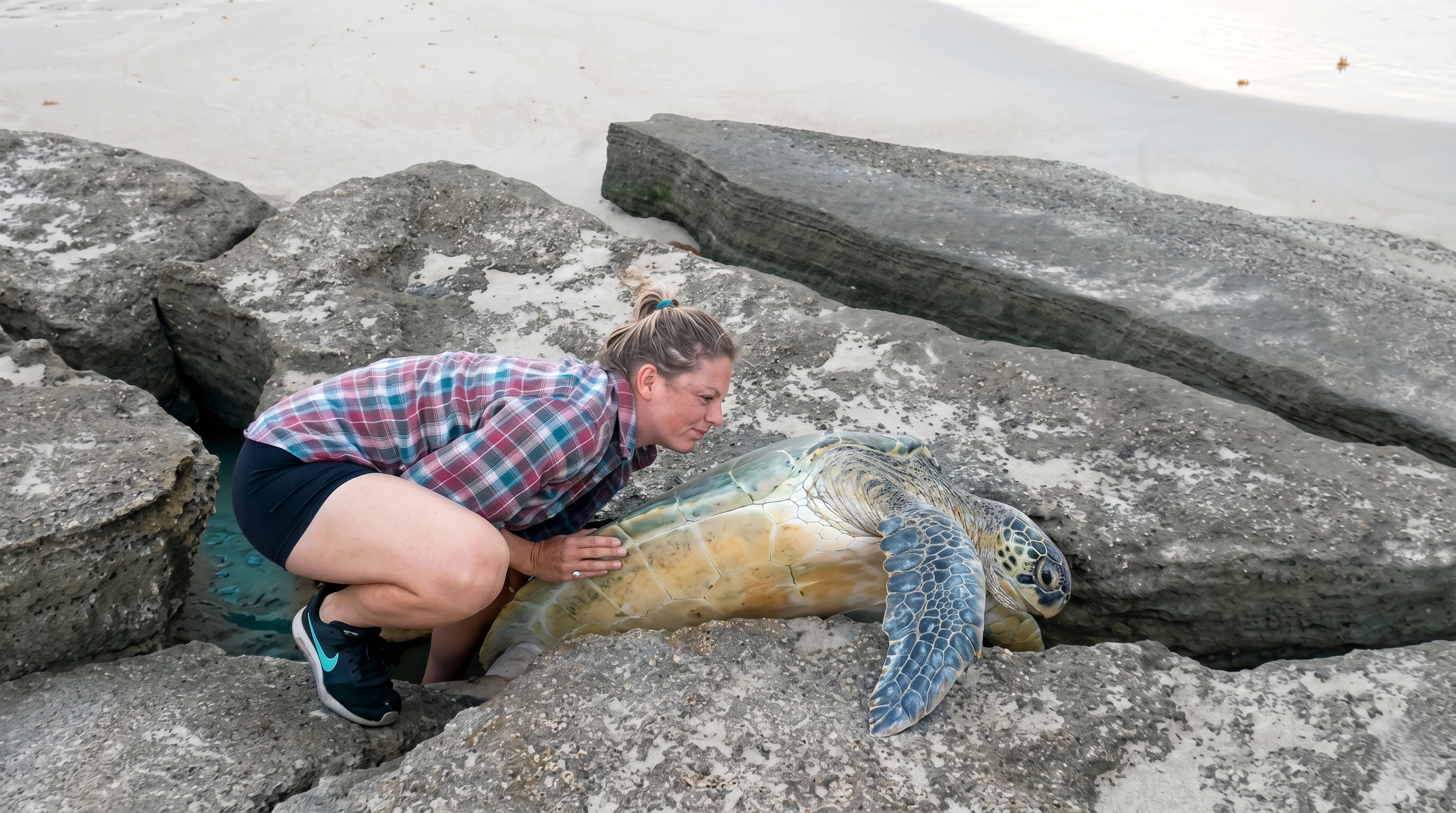 Watch what happens when a massive turtle is pulled back from the edge ...