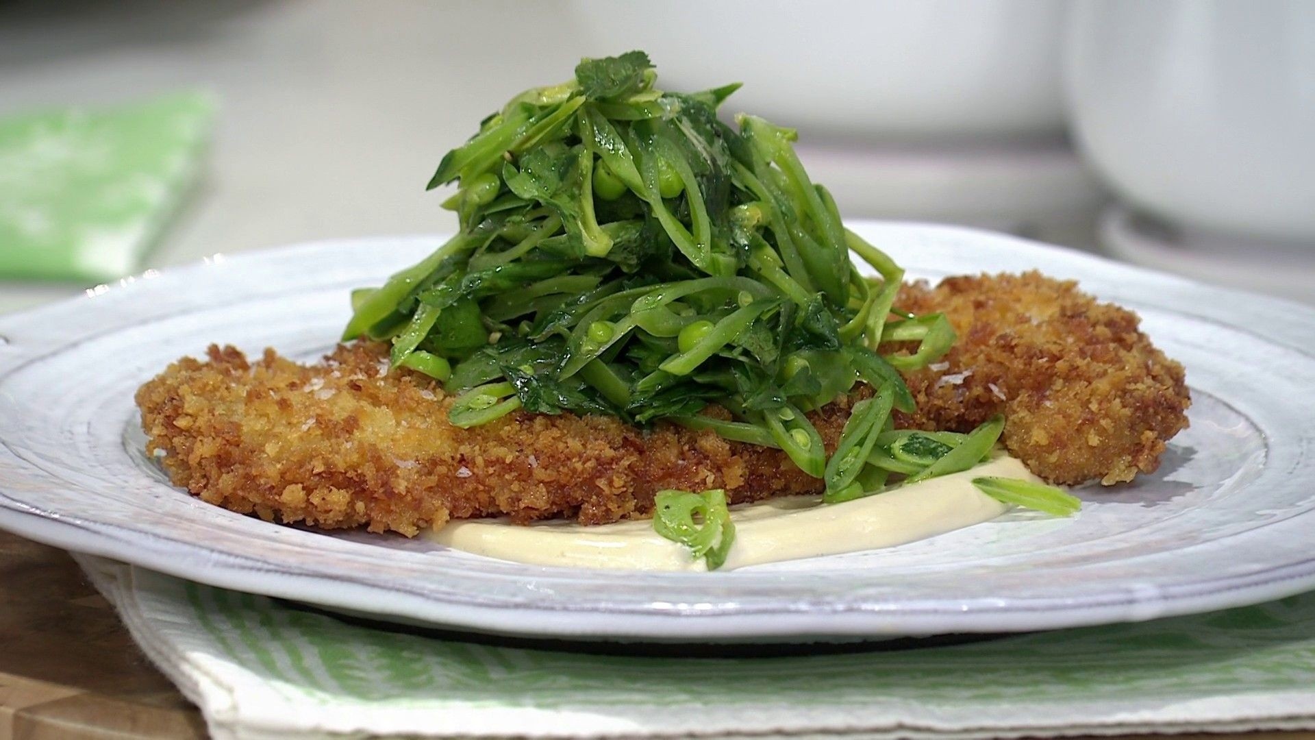 Crispy pressed chicken and spring pea salad: Get the recipes