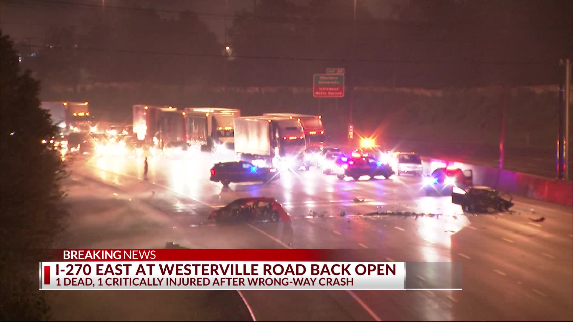 1 dead, 1 critically injured in wrong-way crash on I-270