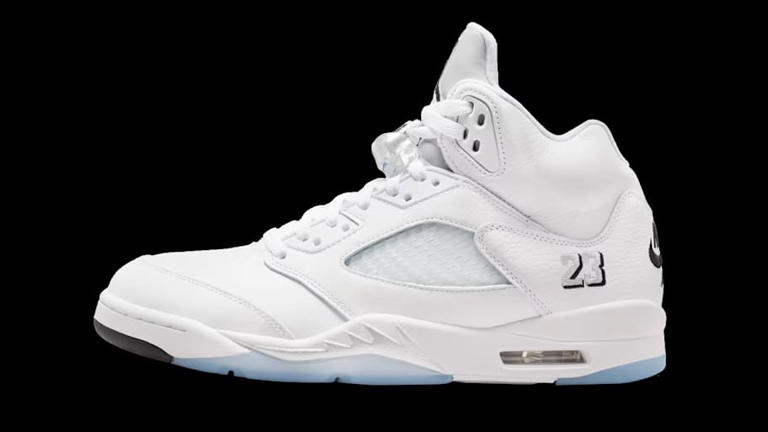 The Air Jordan 5 'White Metallic' takes flight Saturday