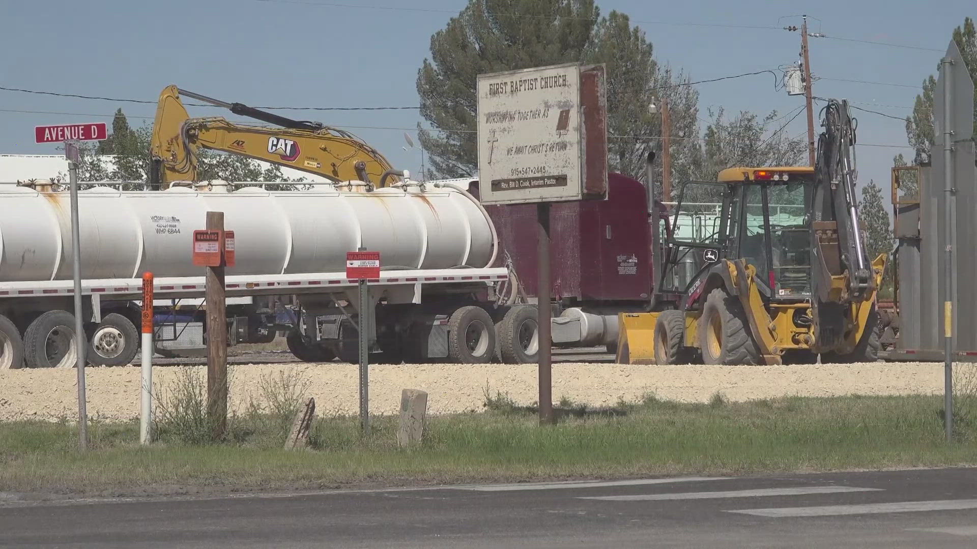 Oil well surfaces at West Texas church