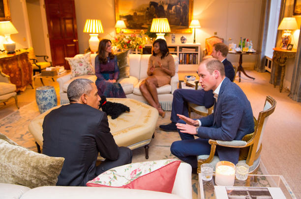 Princess Kate and Prince William entertaining the Obamas inside Kensington Palace. (Image credit: Getty Images)