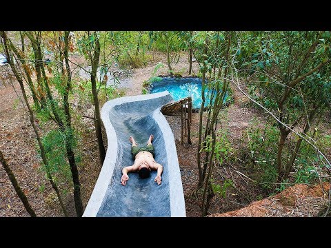 Build water slide on cliff and swimming pool underground