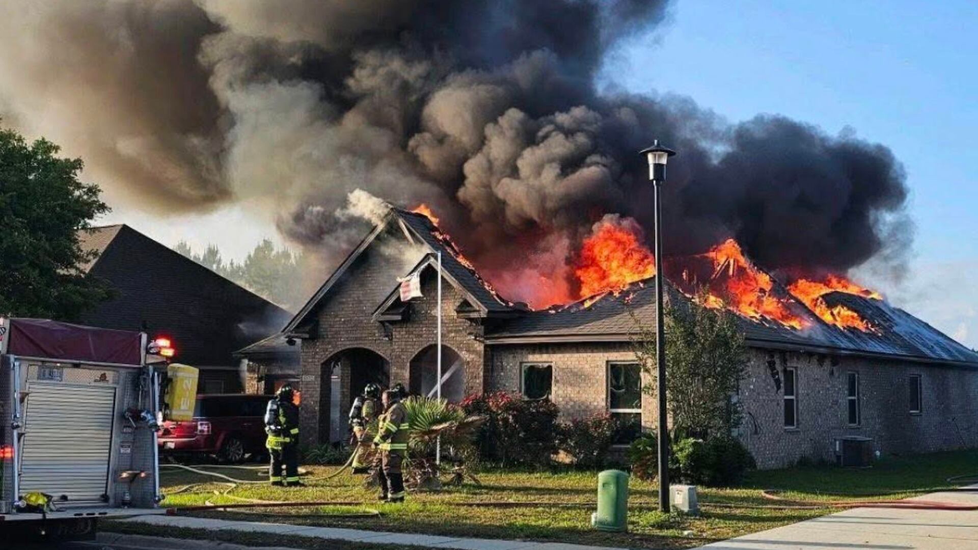 Jackson County house fire sends flames through roof, everyone inside ...