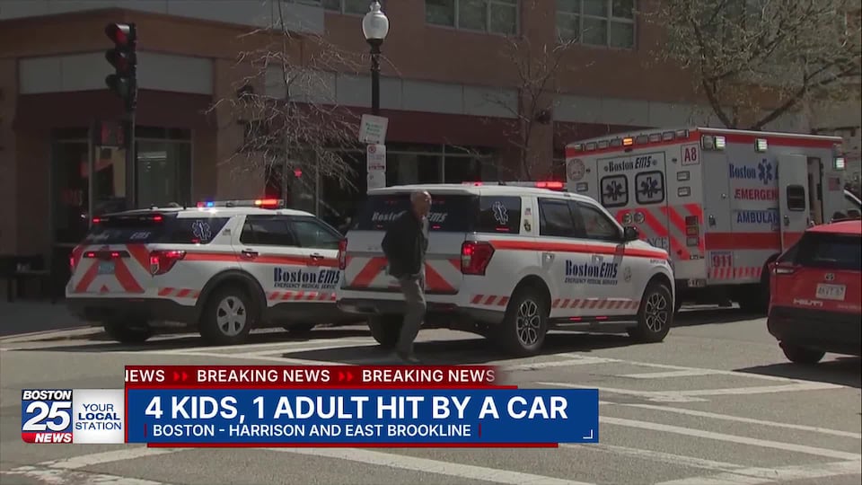 4 children, 1 adult hospitalized after being hit by car in Boston