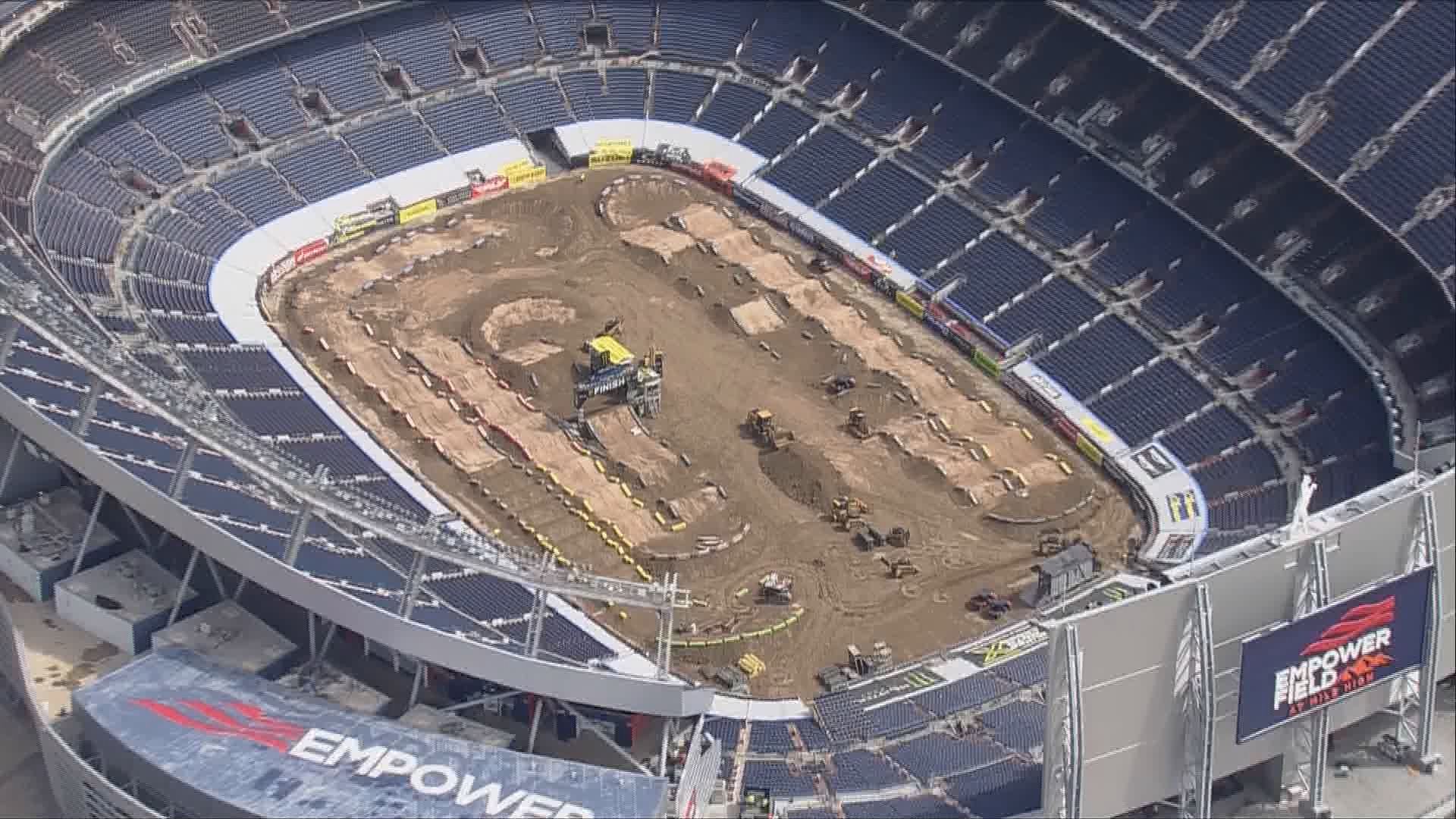 AMA Supercross course constructed at Empower Field at Mile High