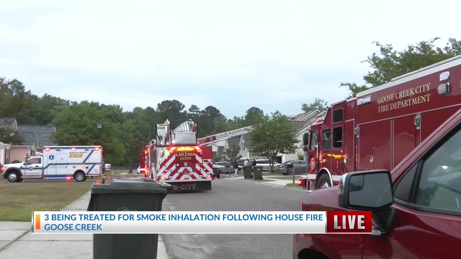 Crews respond to Goose Creek house fire; 3 treated for smoke inhalation