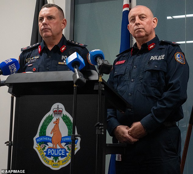 NT Police Commissioner Martin Dole (left) and Asst Comm Peter Malley fronted the media