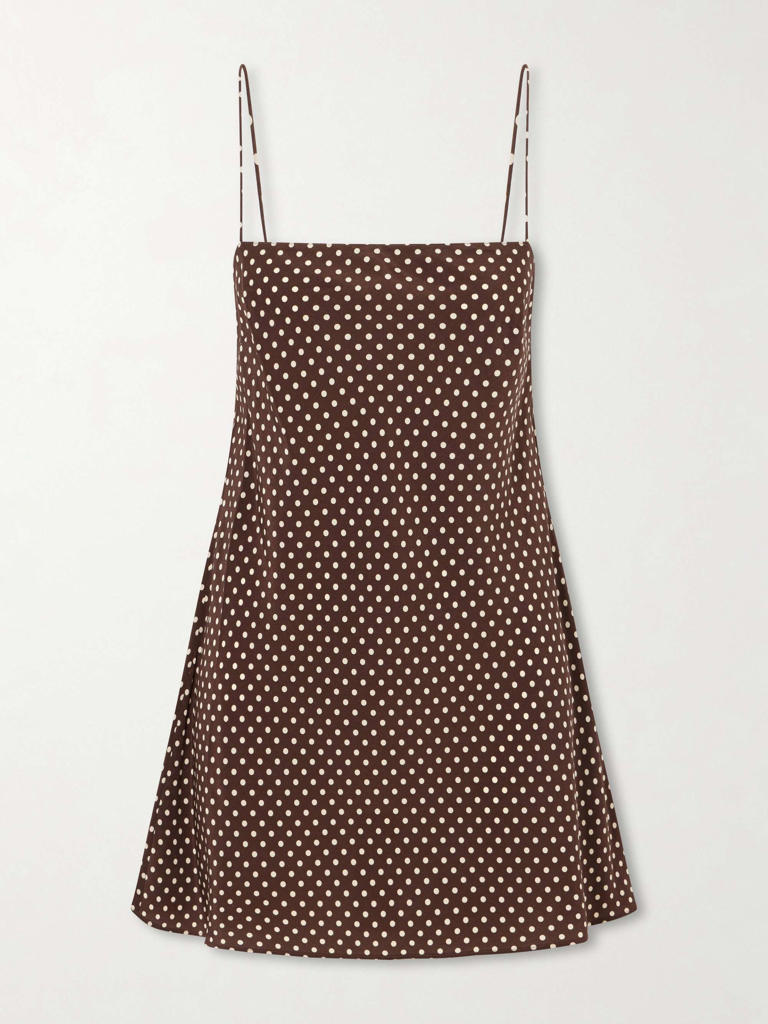 reformation brown polka dot dress Sandro Brown Patterned Long Sleeve Wrap Maxi Dress Size 42 – Mine & Yours