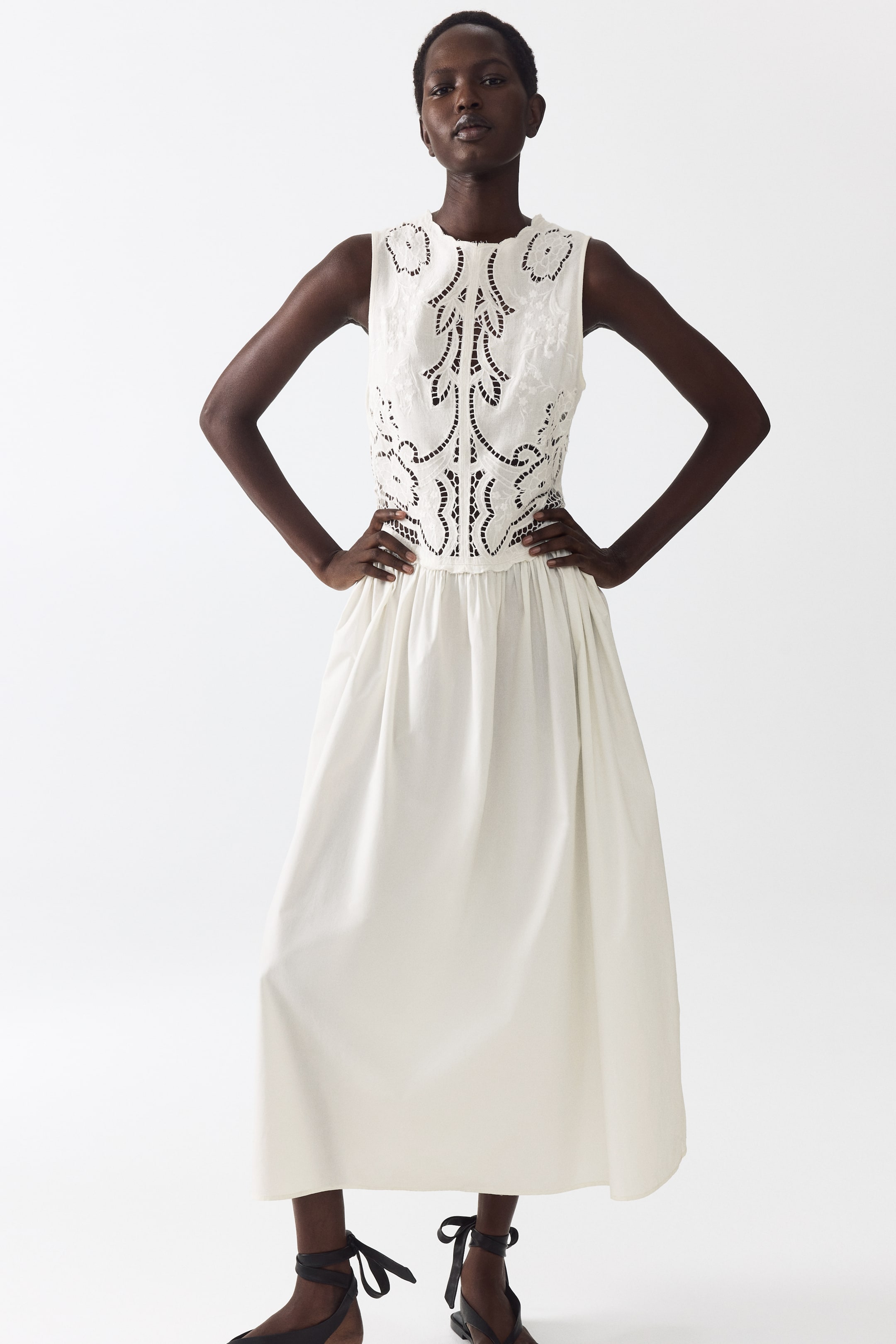 h and m white dress H&M Dresses Women's White Dress with Tie